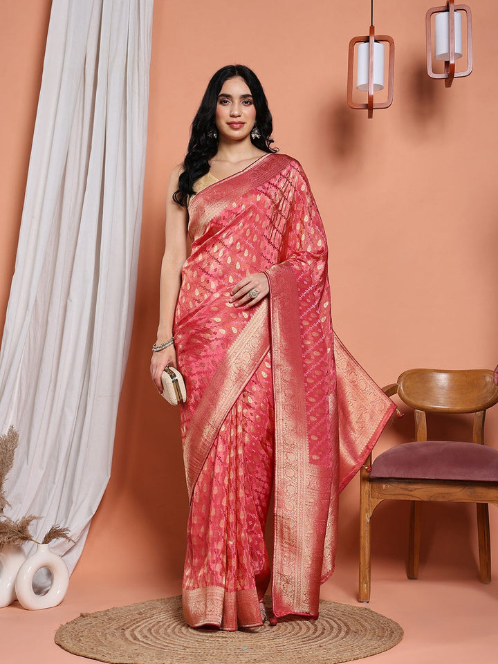 Woven Design Satin Saree