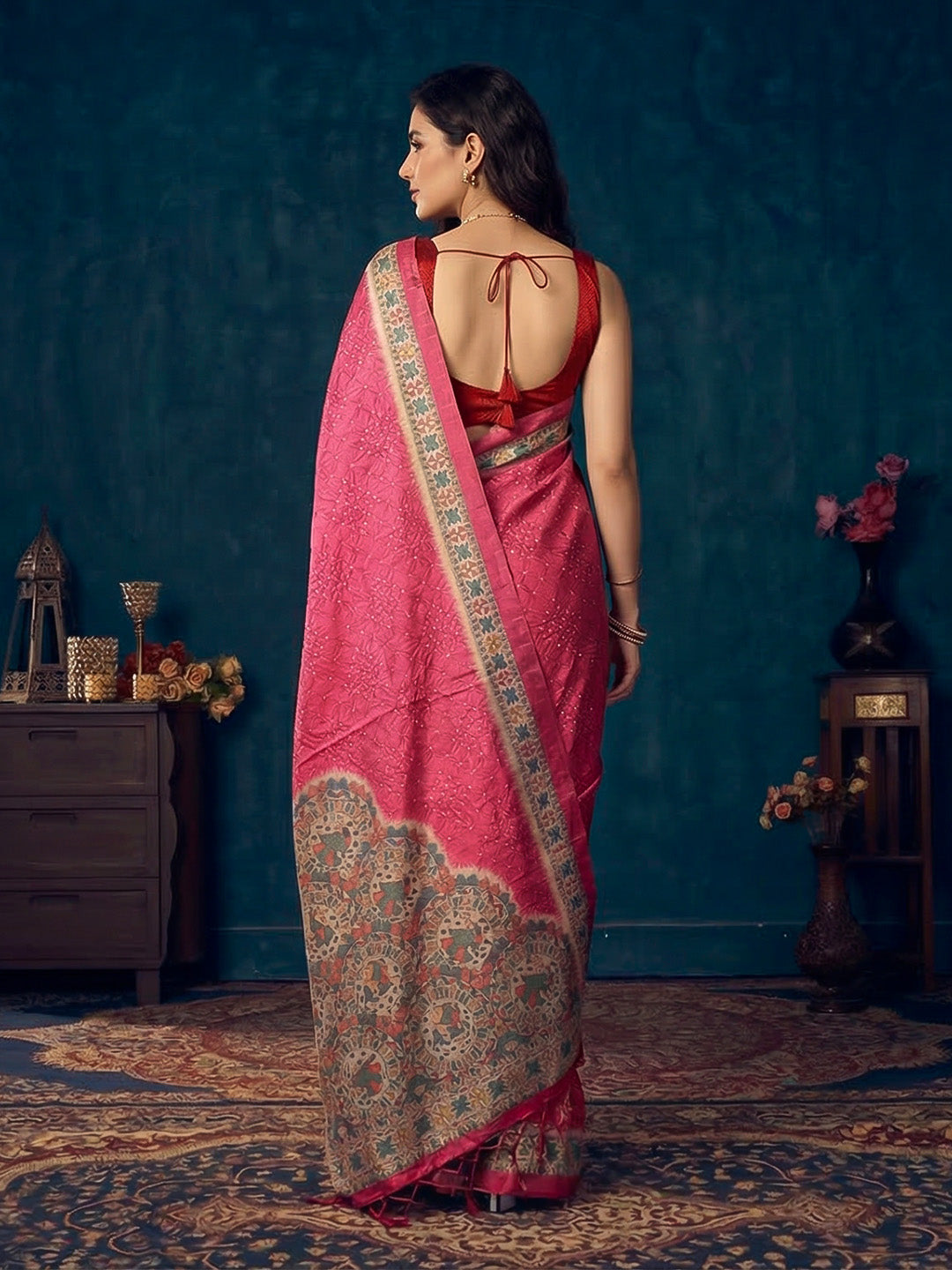 Printed Tussar Silk Saree