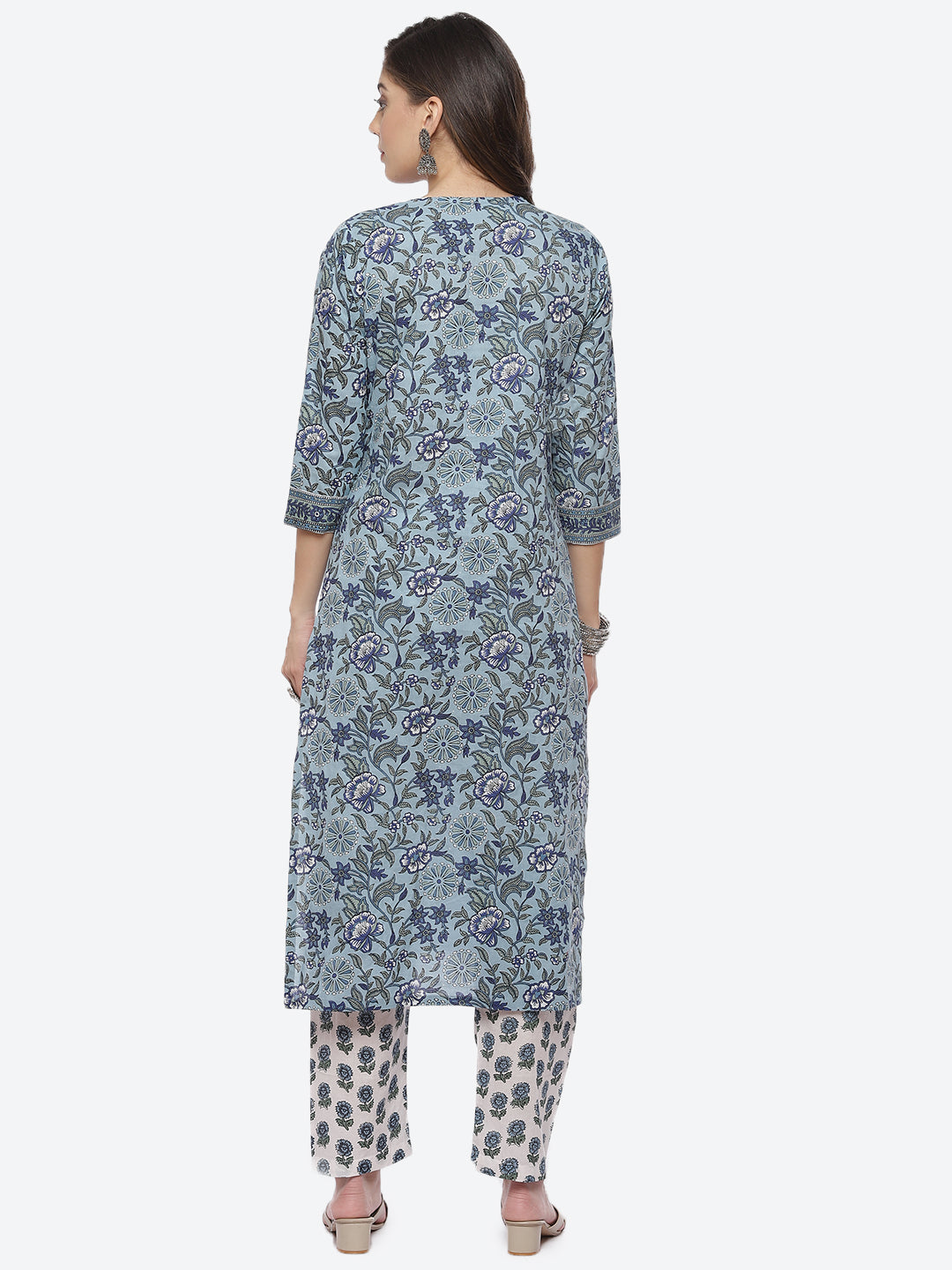 Floral Printed Cotton Kurta With Printed Pant