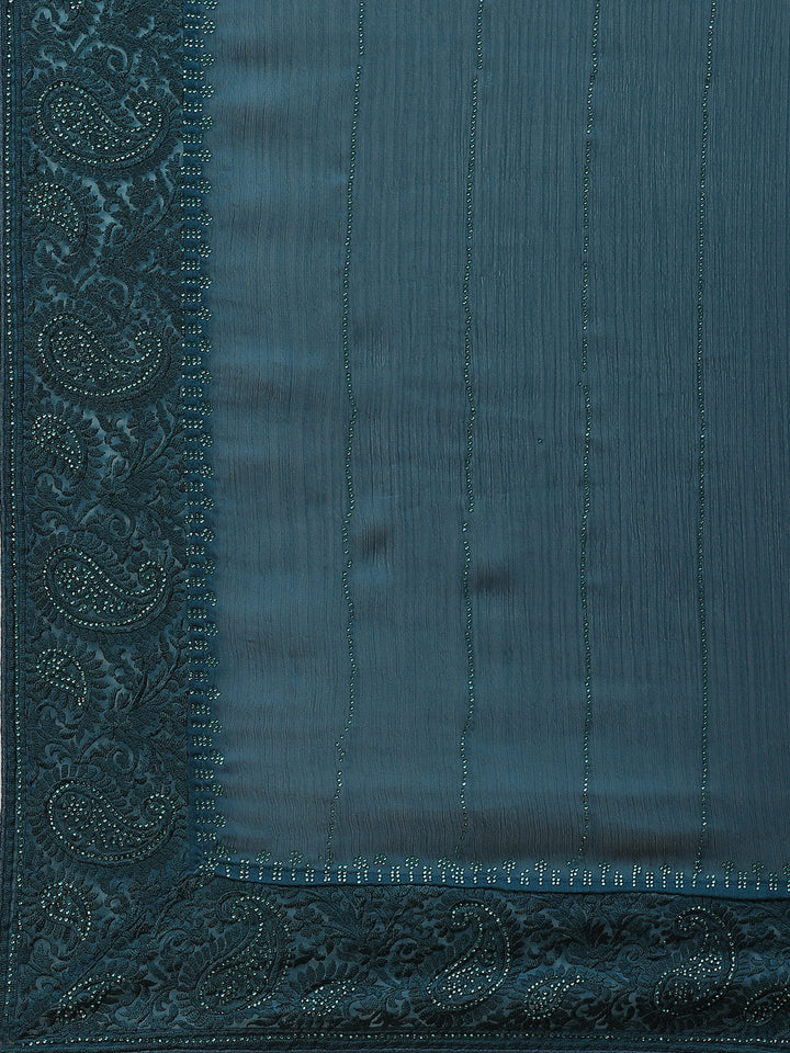 Resham Border Chiffon Embroidered Saree
