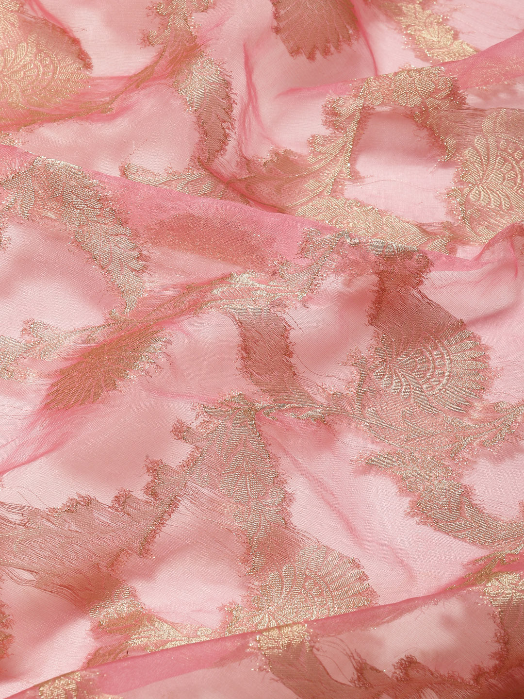Floral Zari Jaal Organza Plain Saree