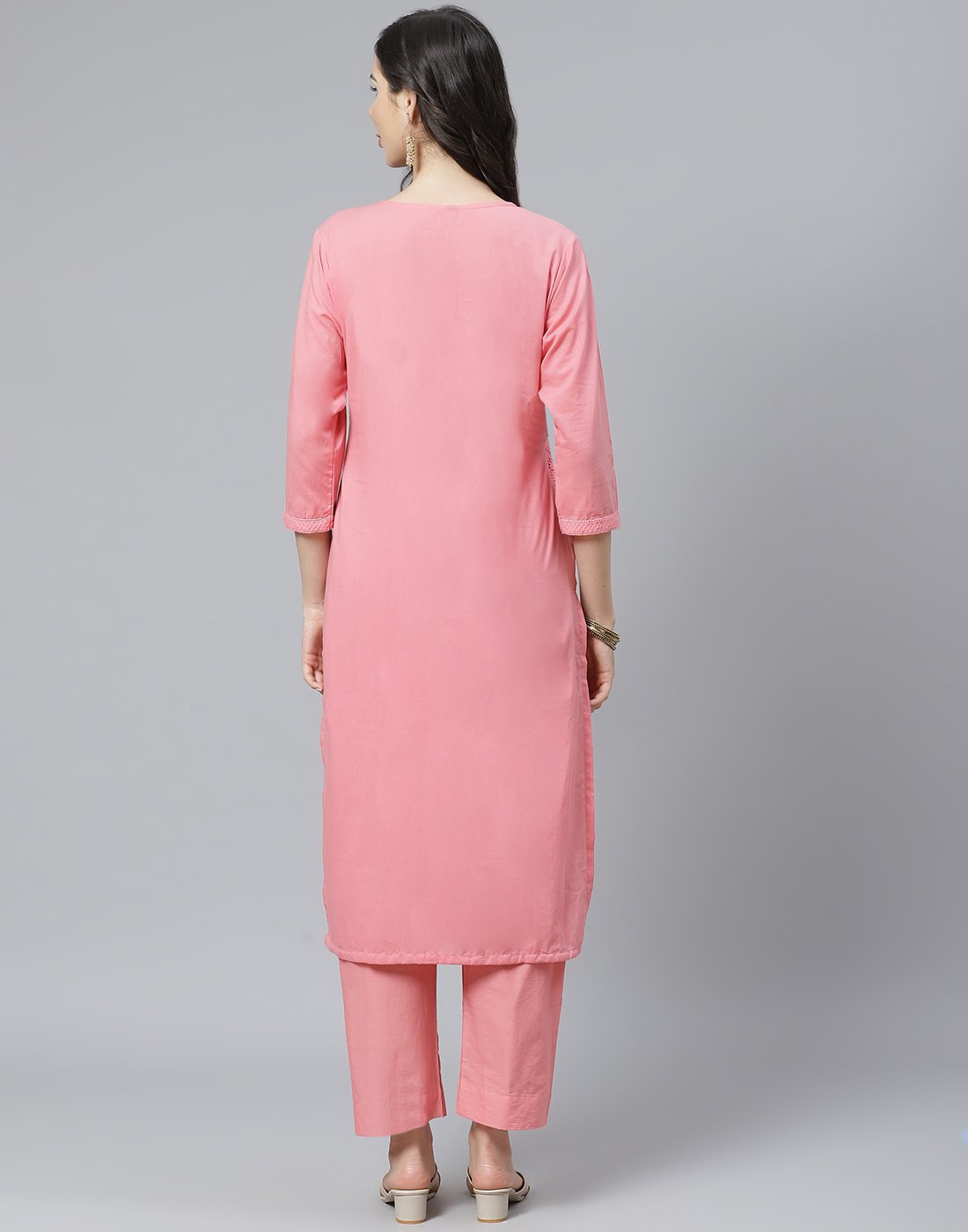 Cotton Embroidered Kurti with Straight Pant