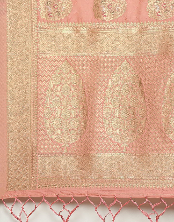 Woven Banarasi Zari Border Booti Saree