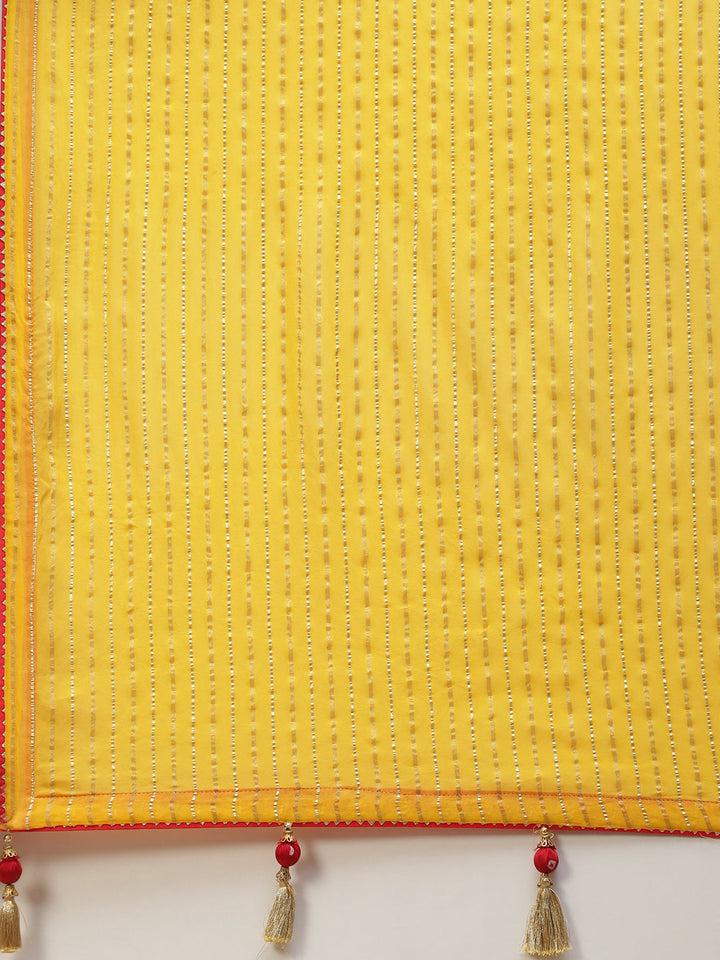 Stripes Embroidered Organza Saree