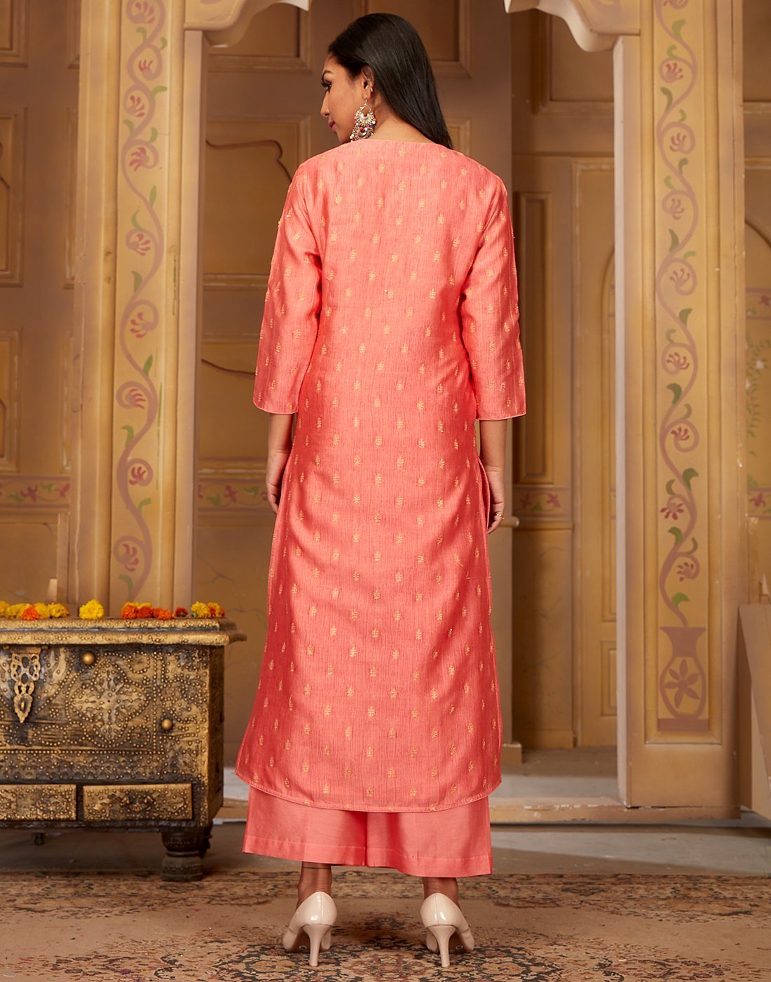 Embroidered Chanderi Kurti with Palazzo