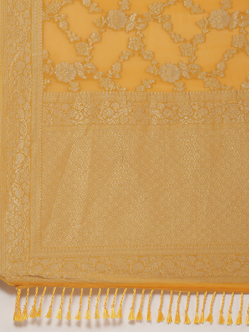 Floral Zari Jaal Georgette Plain Saree