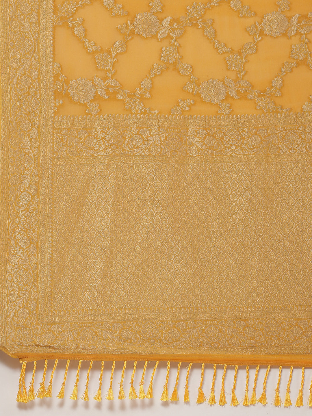 Floral Zari Jaal Georgette Plain Saree