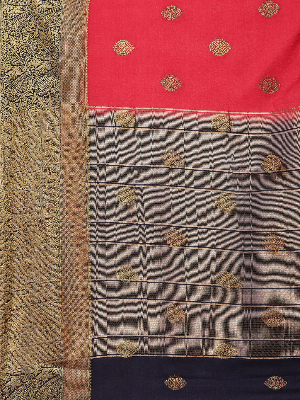 Zari Border Booti Art Handloom Woven Saree
