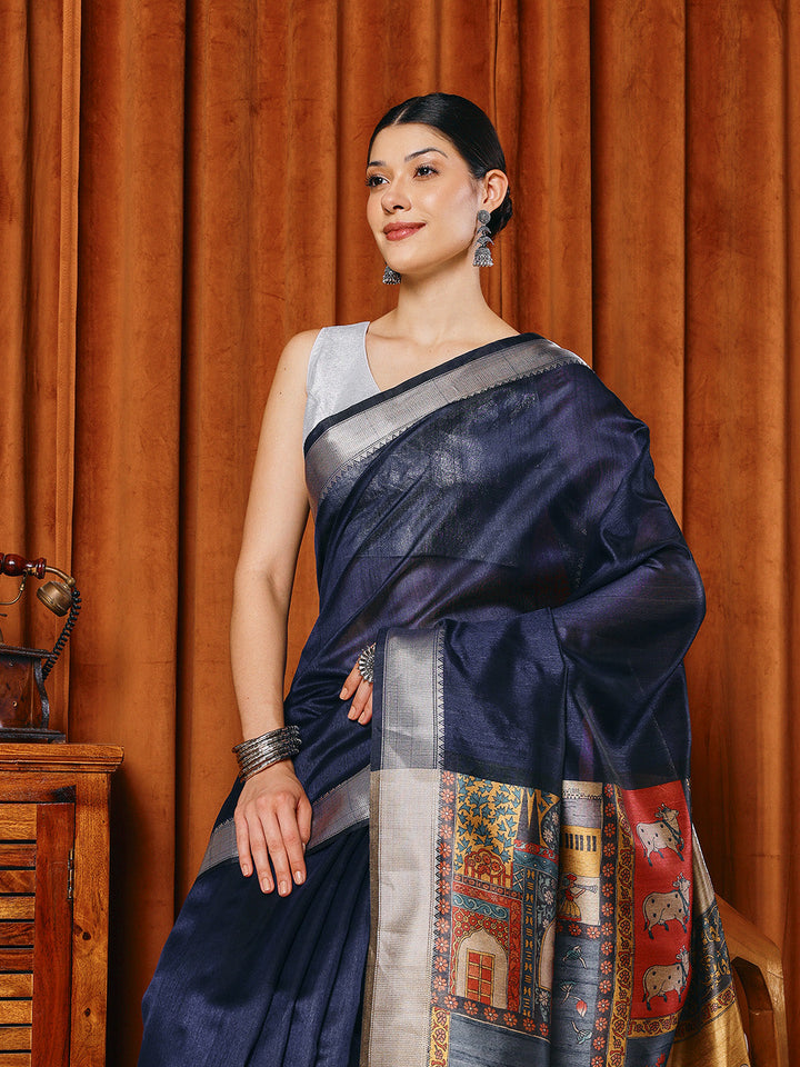 Plain Art slik Saree