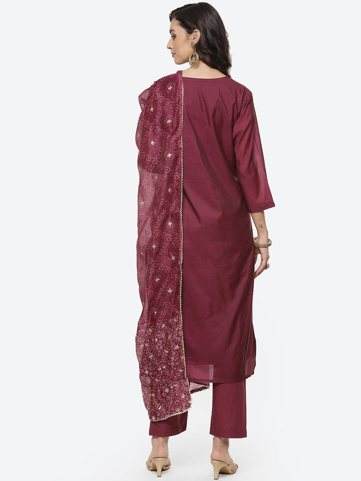 Printed Cotton Kurti With Pant And Dupatta