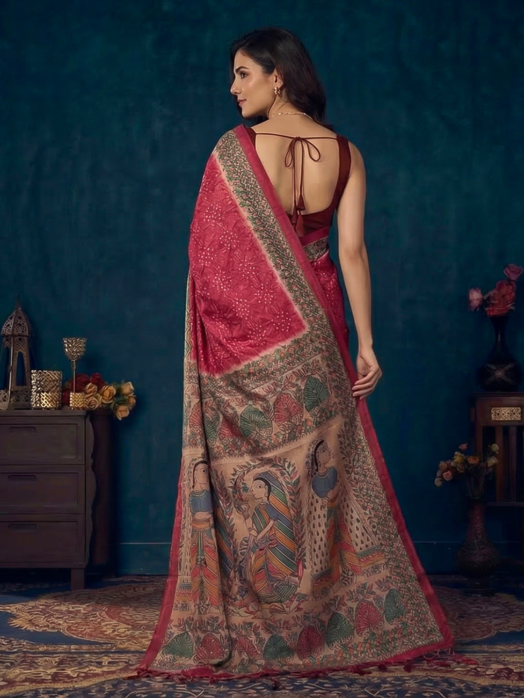 Printed Tussar Silk Saree