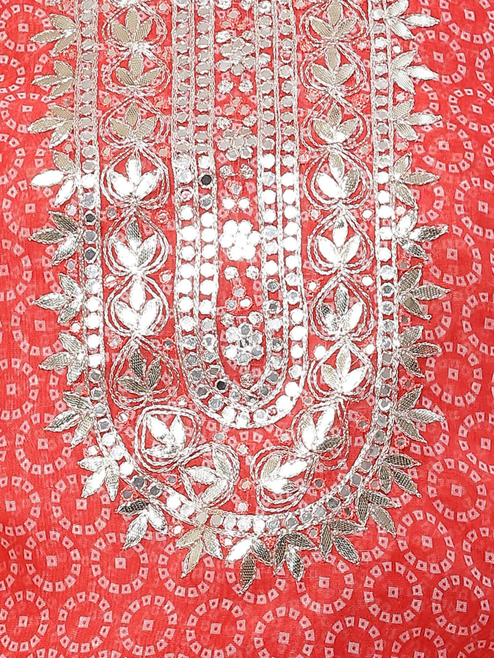 Bandhani Printed Organza Unstitched Suit Piece With Dupatta