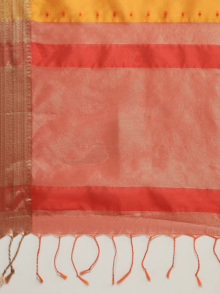 Plain Zari Border Woven Tussar Saree