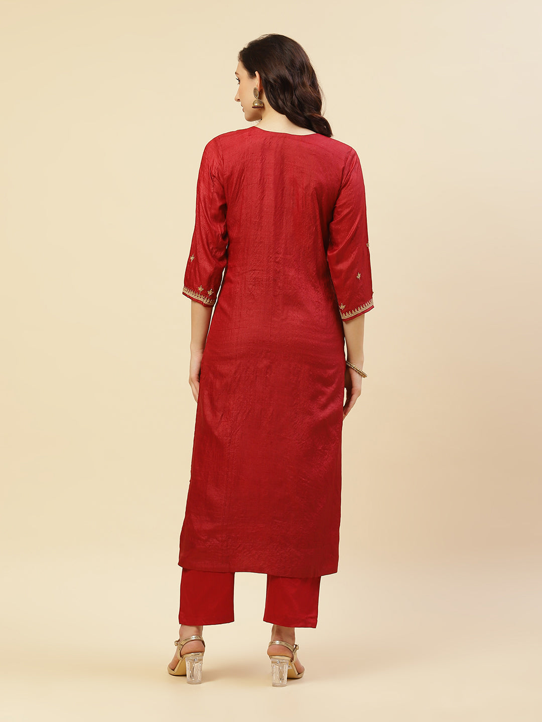 Embroidered Tussar Kurti With Pant