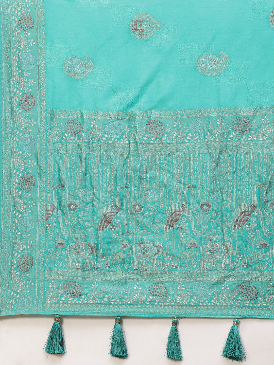 Zari Border Booti Banarasi Woven Saree