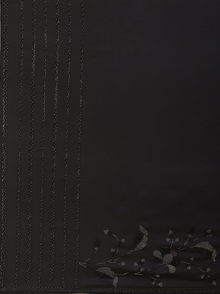Stone Work Embroidered Satin Saree