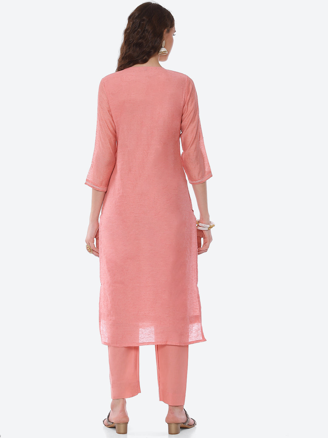 Resham Embroidered Chanderi Kurta With Pant