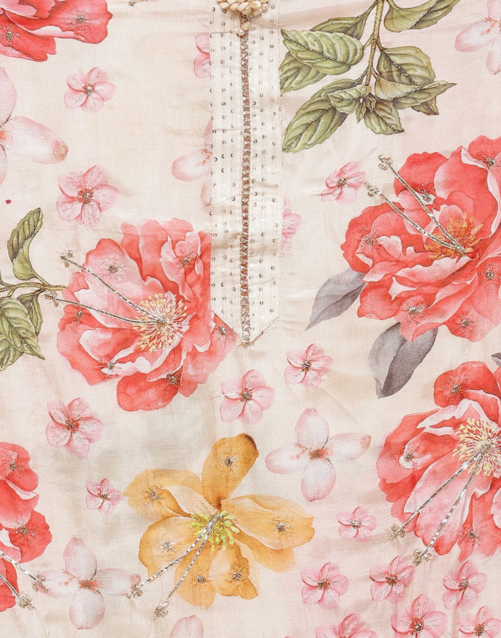 Muslin Printed Embroidered Suit piece