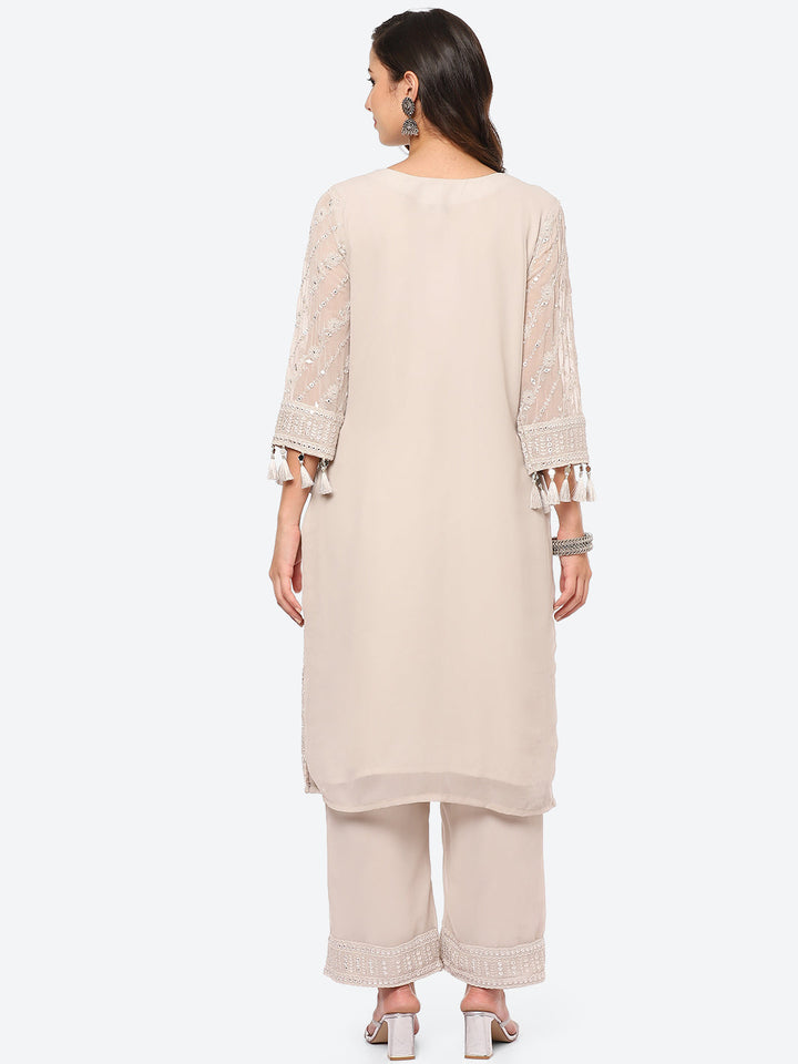 Resham Mirror Georgette Kurta With Palazzo