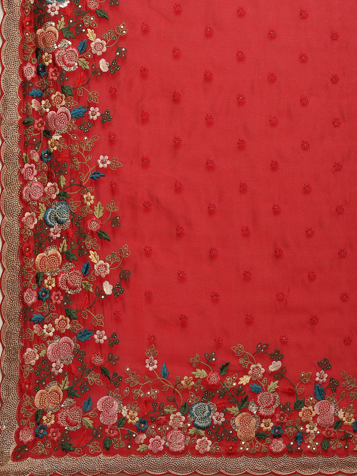 Resham Border Embroidered Georgette Saree