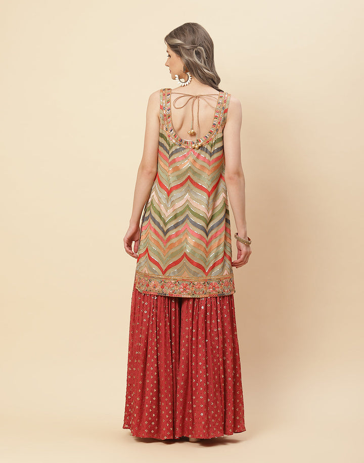 Sequence Georgette Stitched Salwar Kameez With Net Booti Dupatta