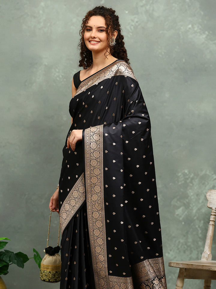 Zari Border Booti Art Silk Woven Saree
