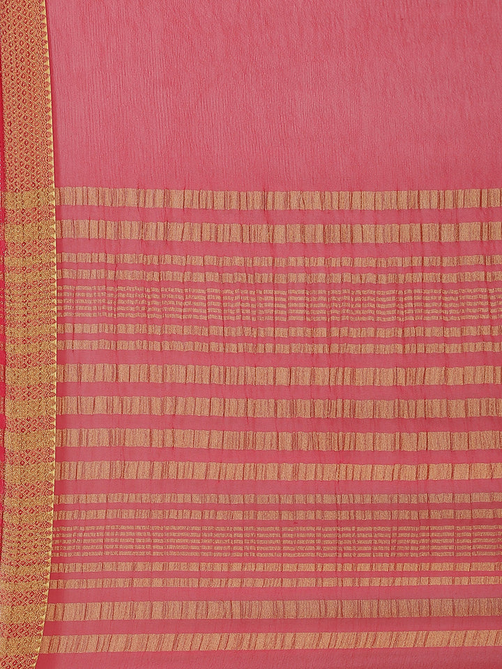 Piped Border Chiffon Plain Saree
