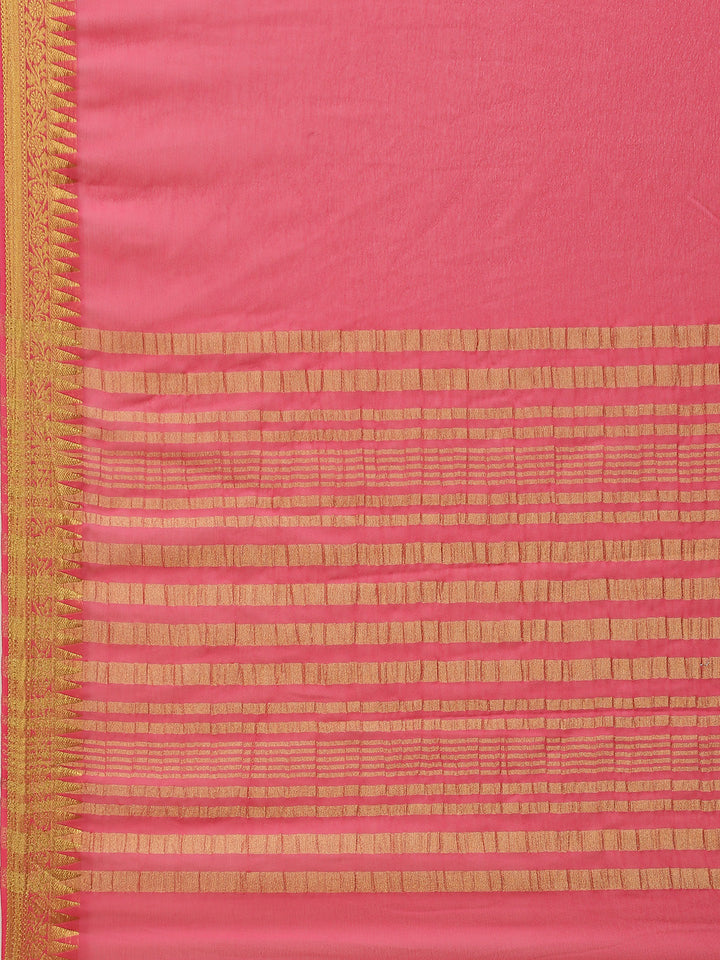 Plain Zari Border Chiffon Saree