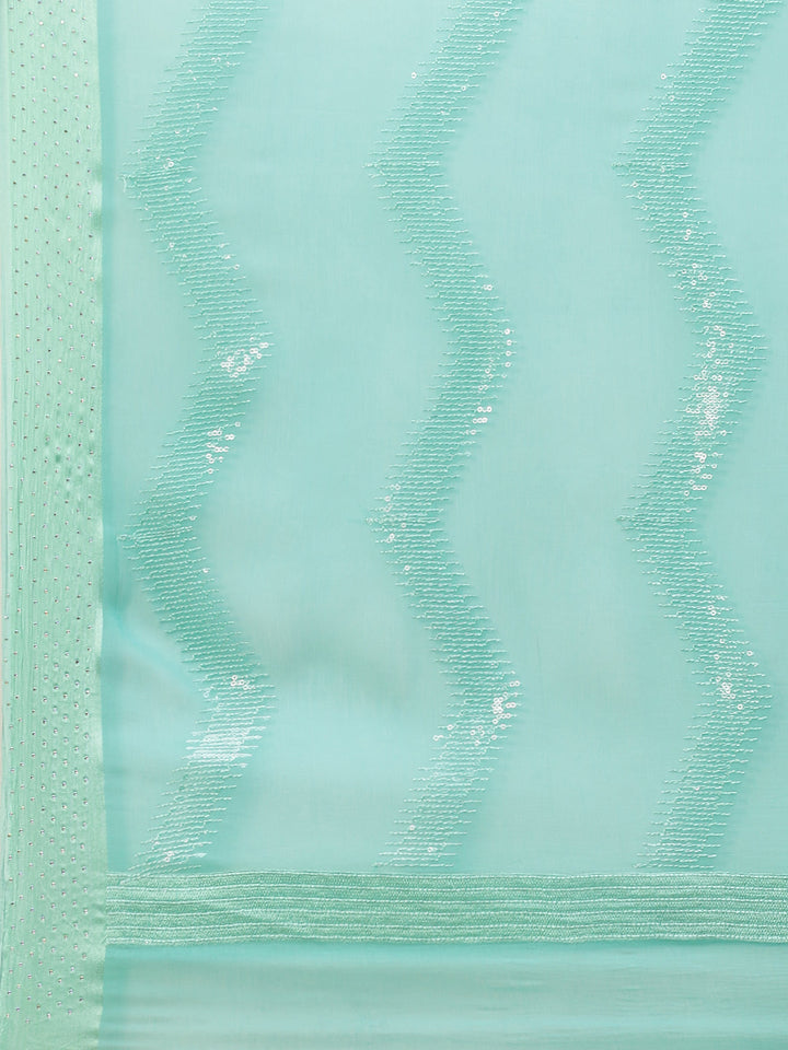 Sequin Embroidered Chiffon Plain Saree