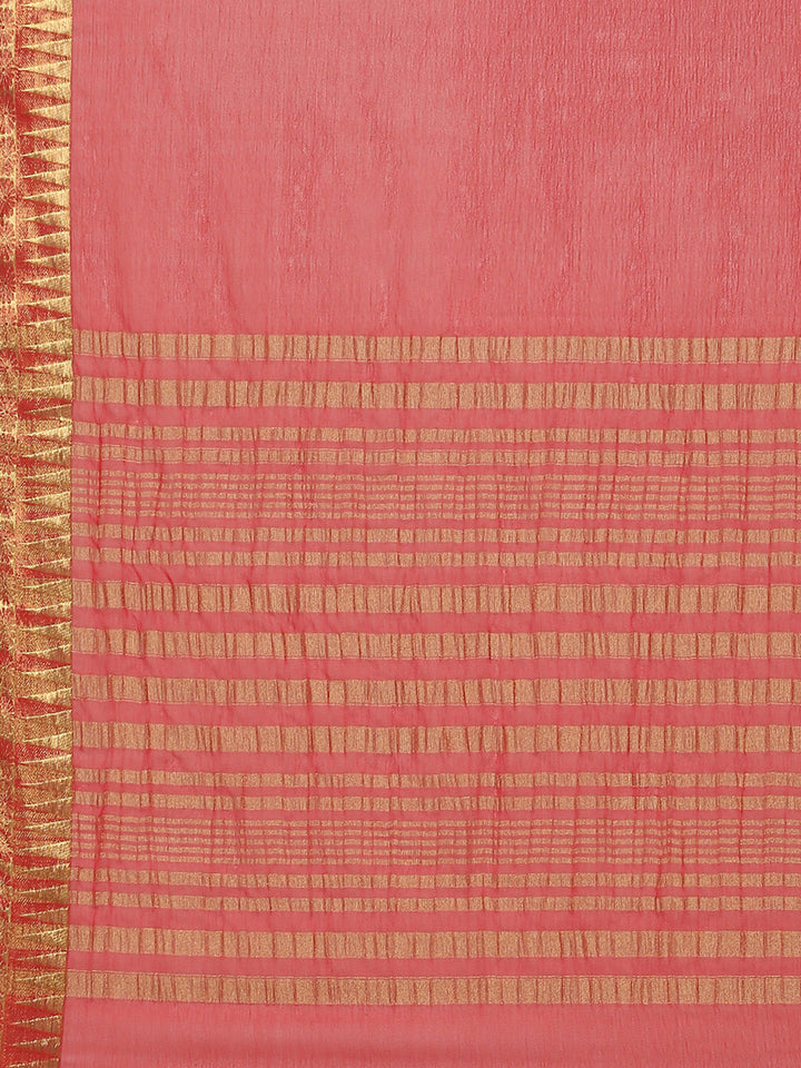 Zari Border Booti Chiffon Woven Saree
