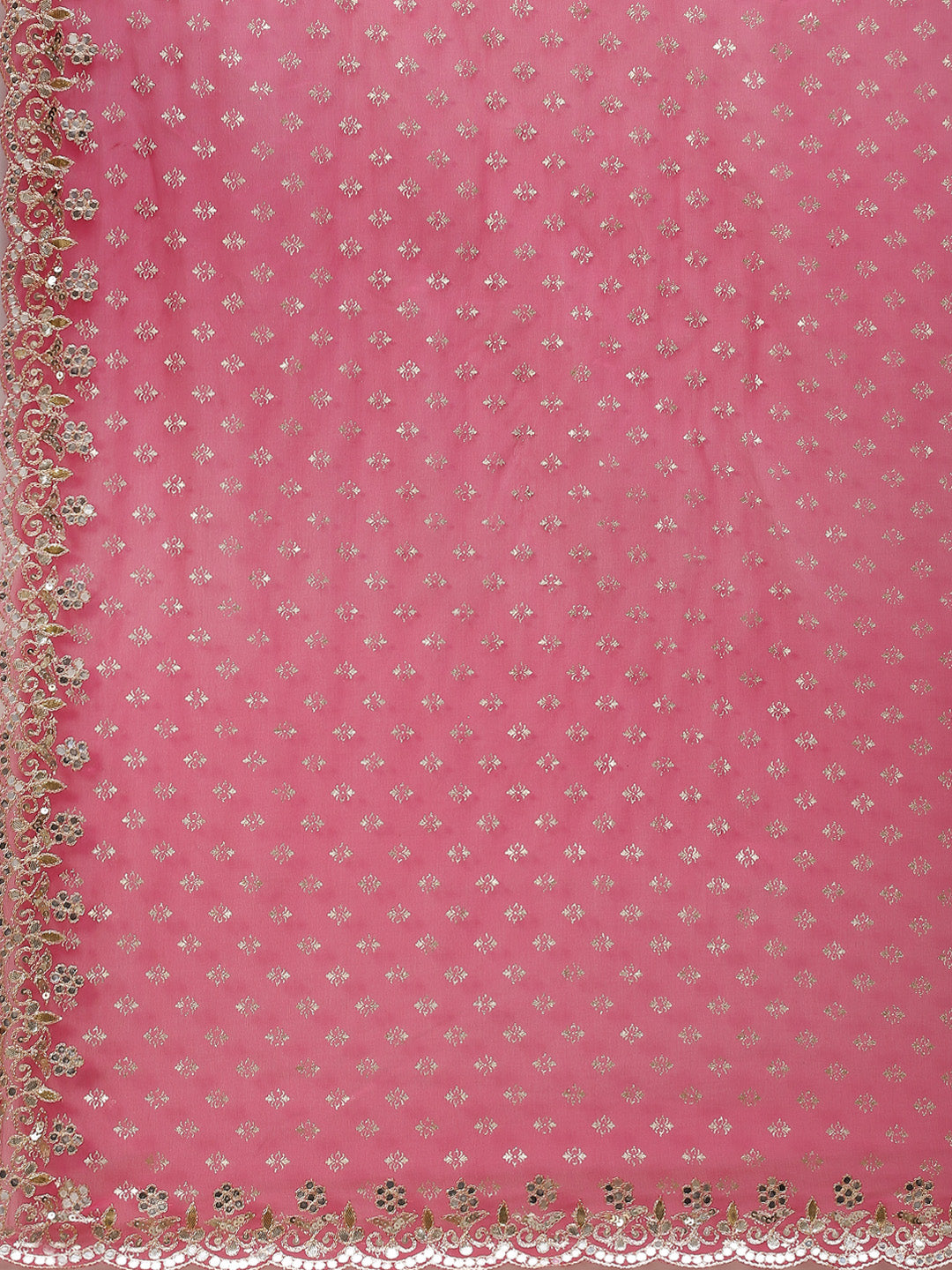 Mirror Embroidered Organza Saree