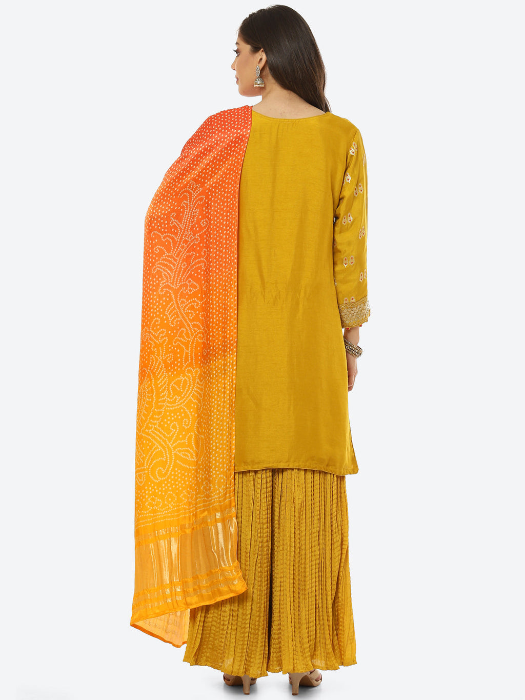 Zari Booti Neck Zari Embroidered Handloom Kurta With Garara & Dupatta