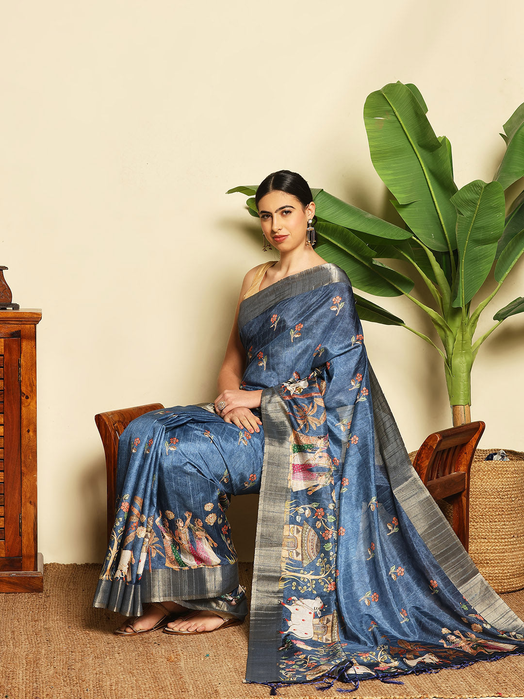 Digital Printed Tussar Saree