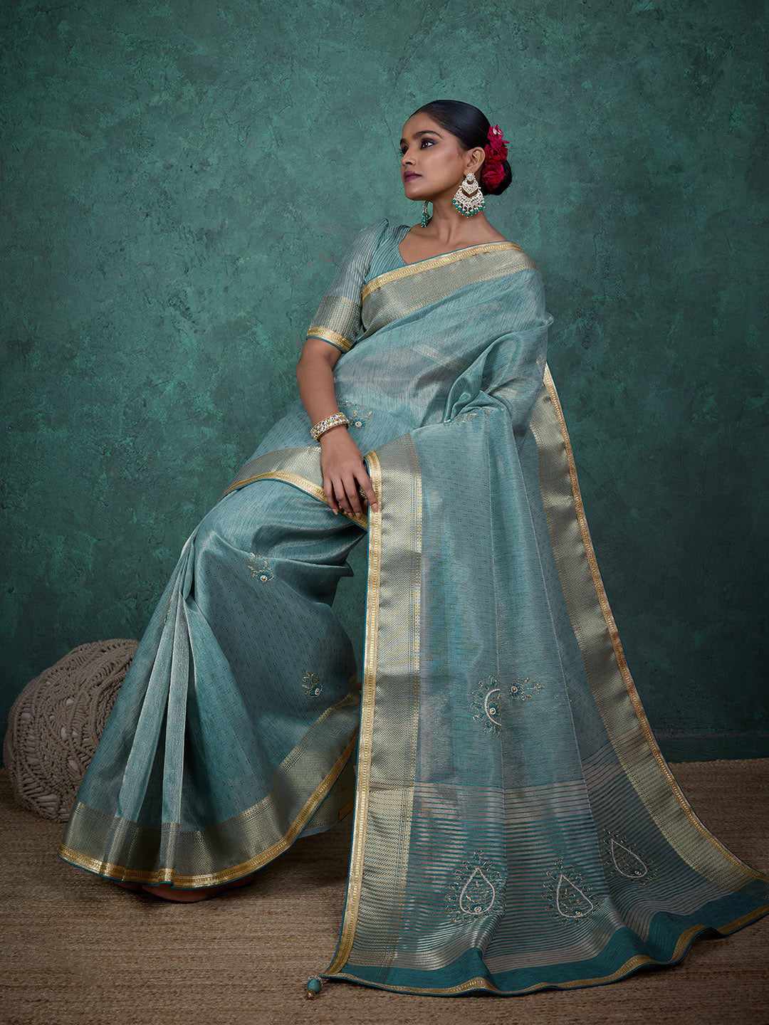Woven Border Linen Saree