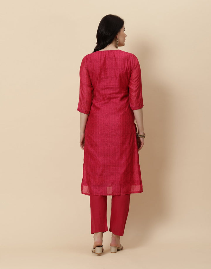 Embroidered Chanderi Kurti With Pant