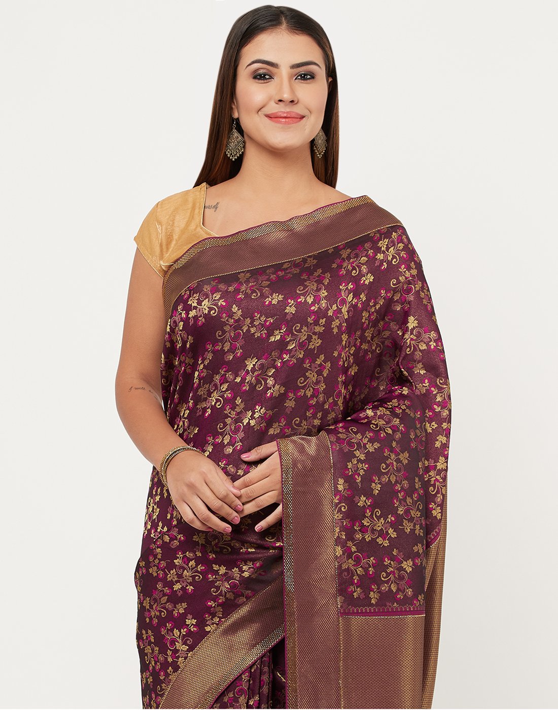 Purple Banarasi Woven Saree