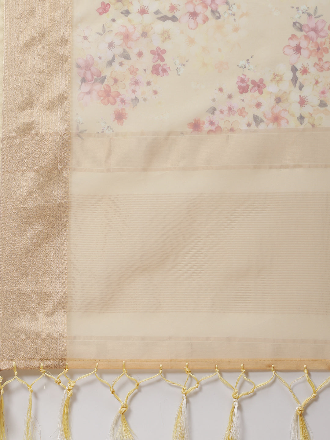 Floral Digital Printed Zari Border Organza Saree