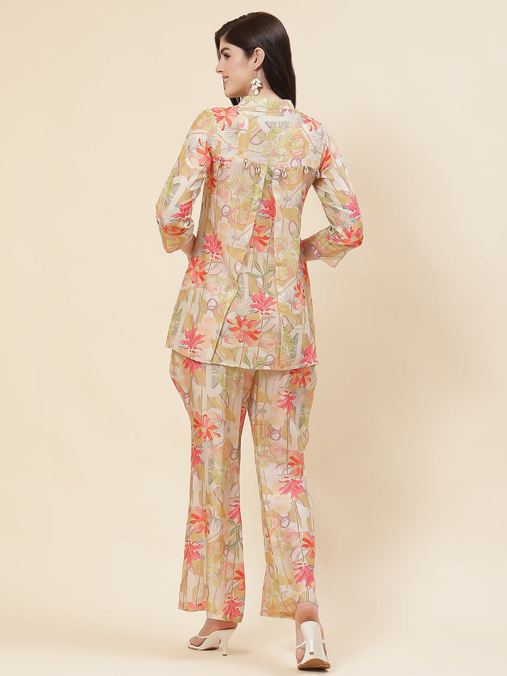Floral Printed Muslin Kurti With Pants