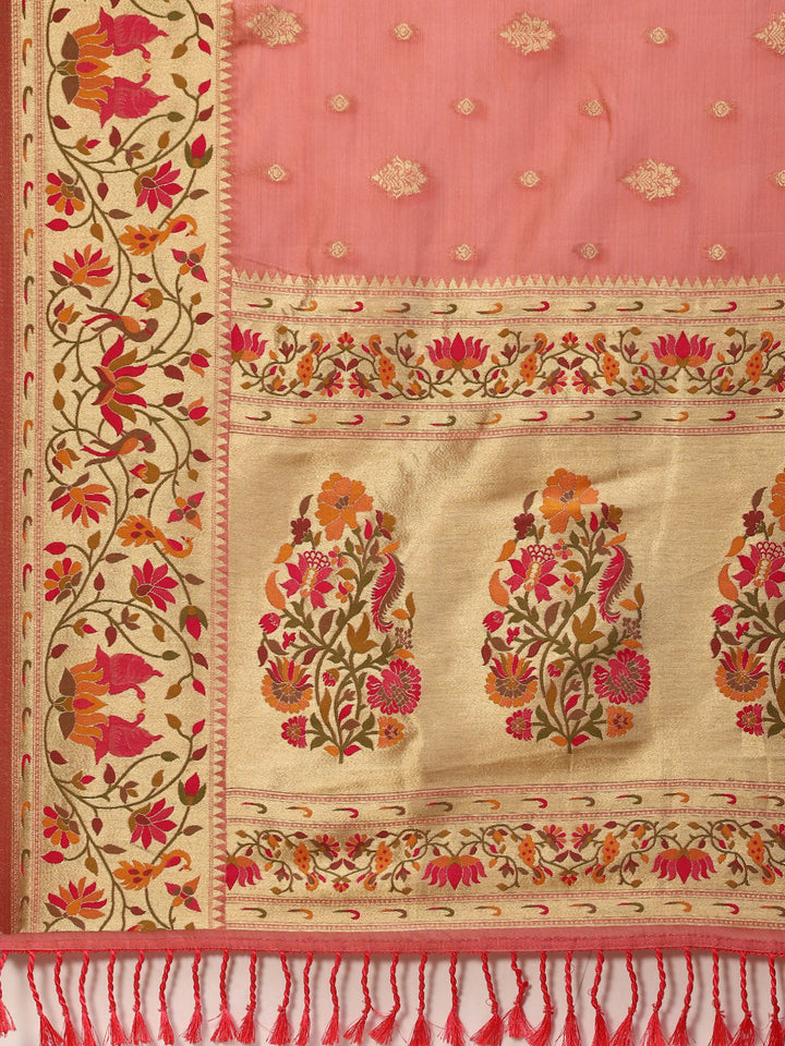 Zari Border Booti Handloom Woven Saree