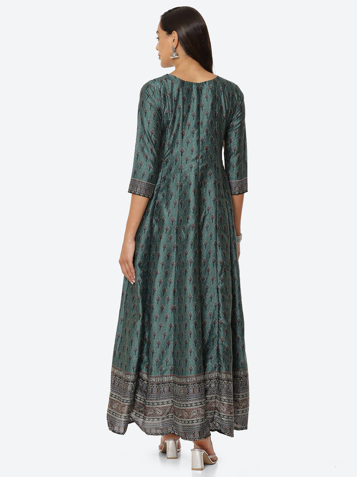 Mirror Neck Embroidered Printed Handloom Kurta
