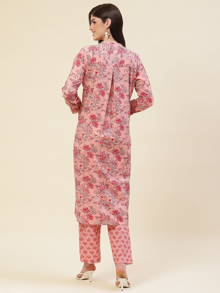 Floral Printed Cotton Kurta With Pants