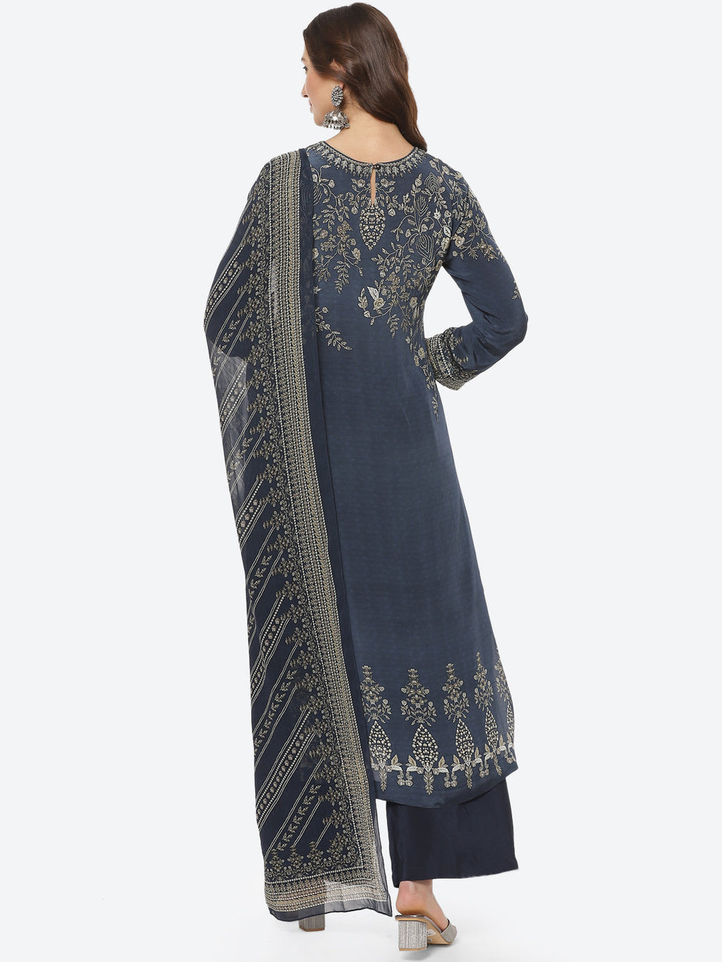 Digital Printed Crepe Stitched Salwar Kameez With Georgette Dupatta