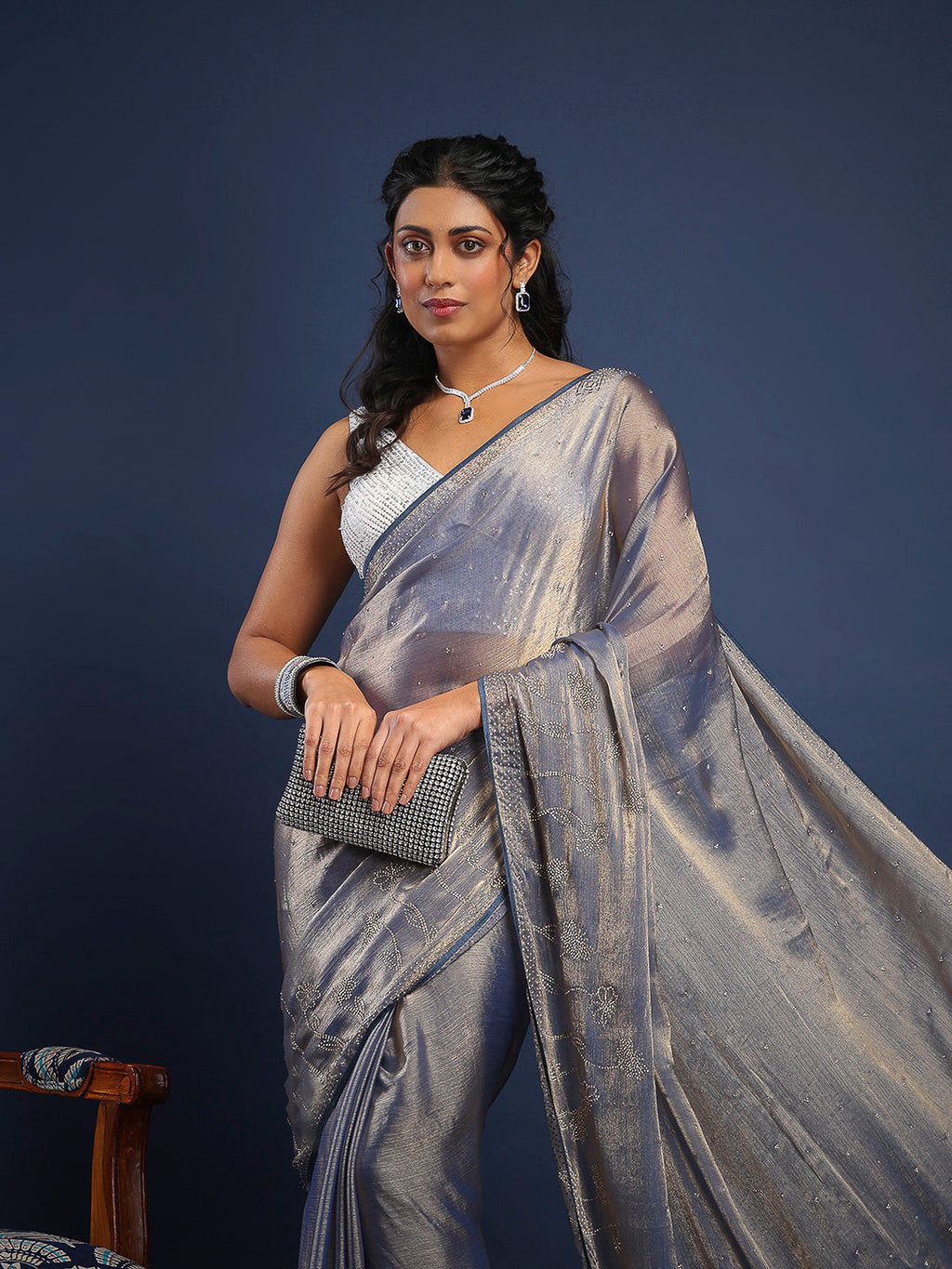 Embroidered Chiffon Saree