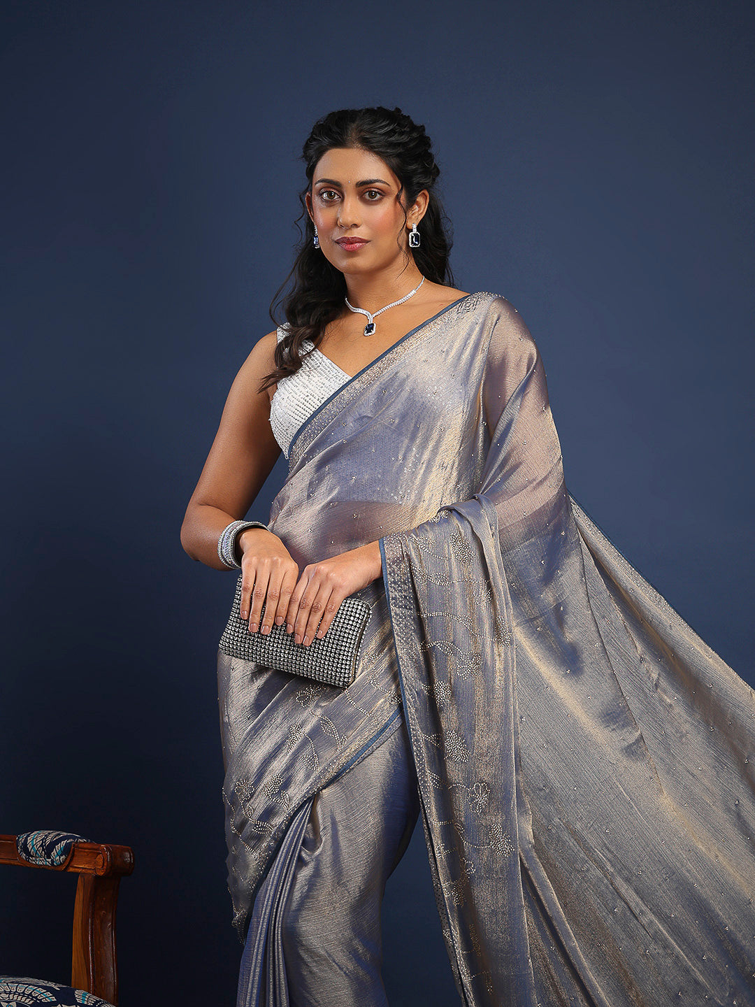 Embroidered Chiffon Saree