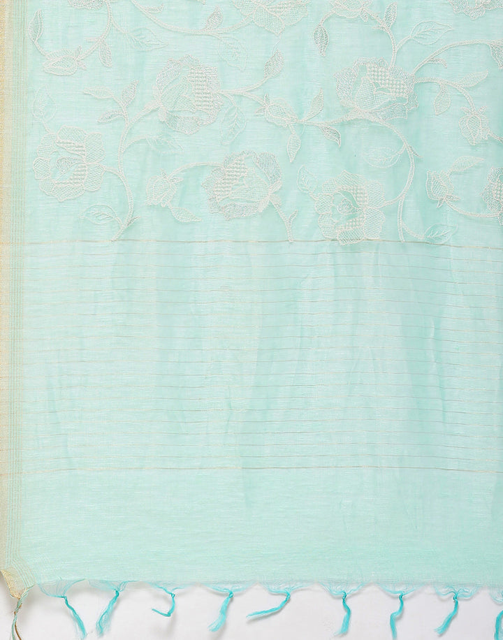 Cotton Linen Embroidery Saree
