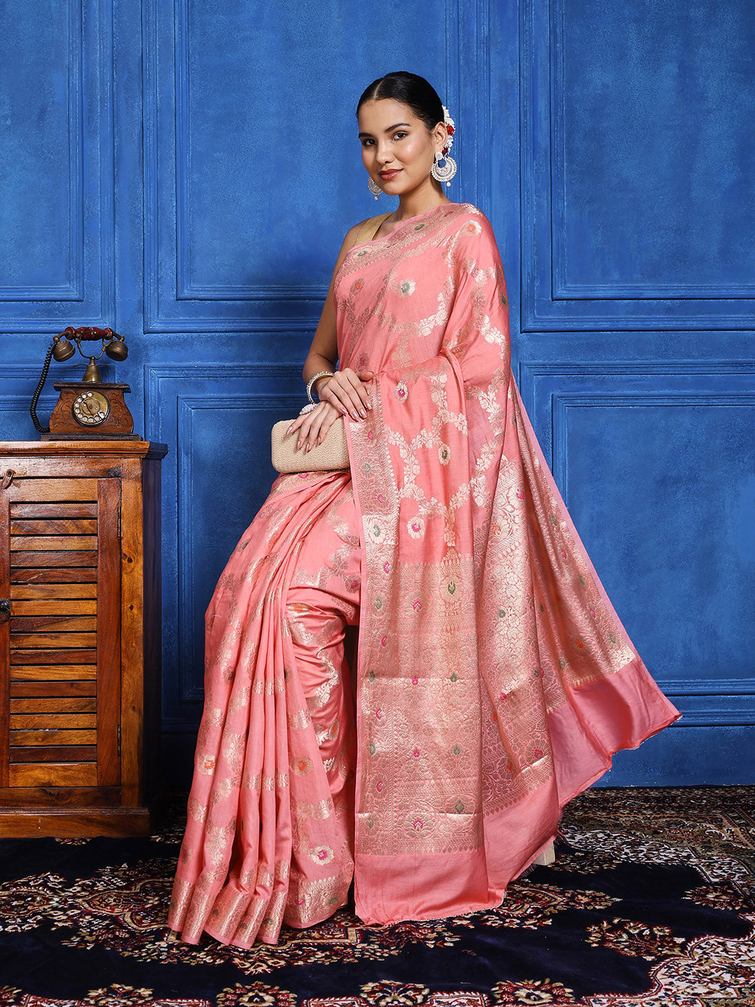 Zari Woven Cotton Blend  Saree