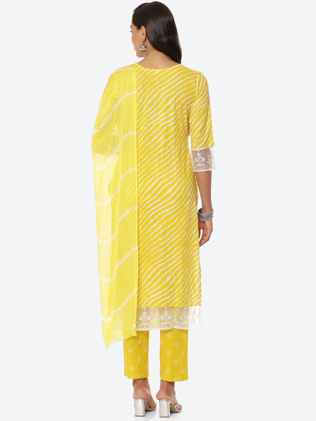 Printed Cotton Kurta With Pant &amp; Chiffon Dupatta
