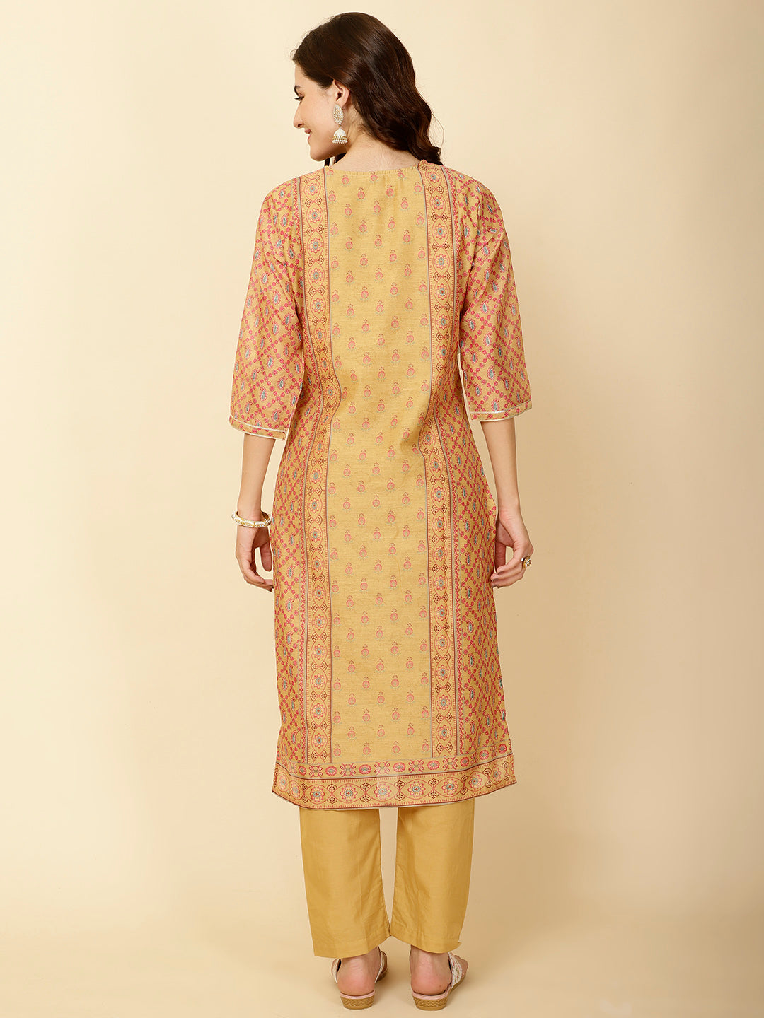 Printed Cotton Straight Kurta With Pants