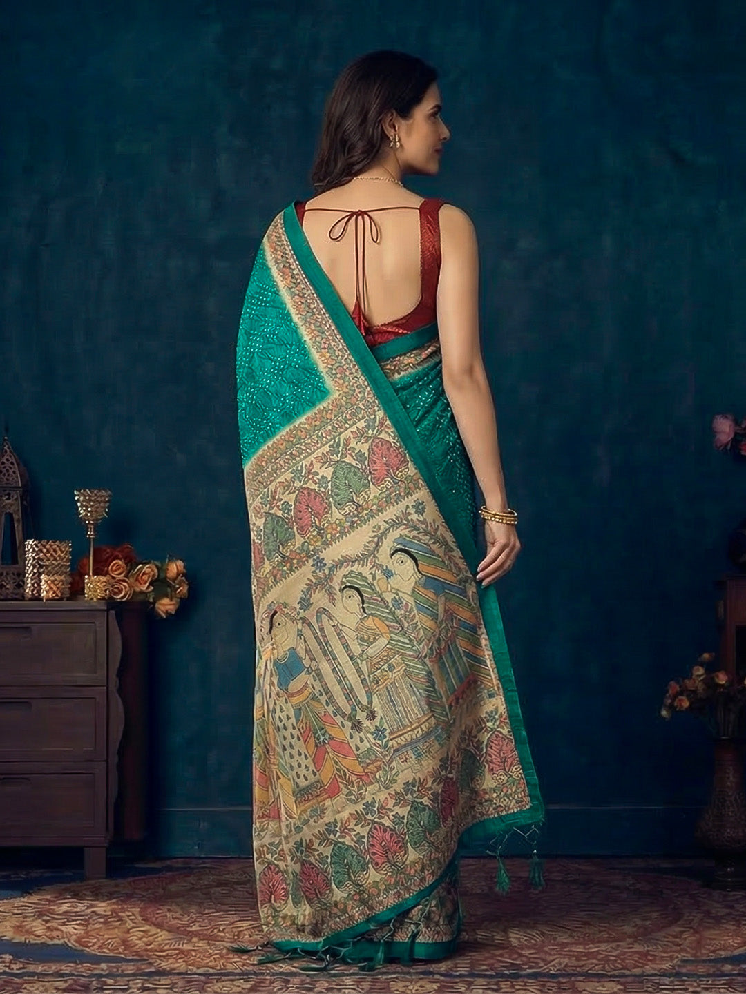Printed Tussar Silk Saree