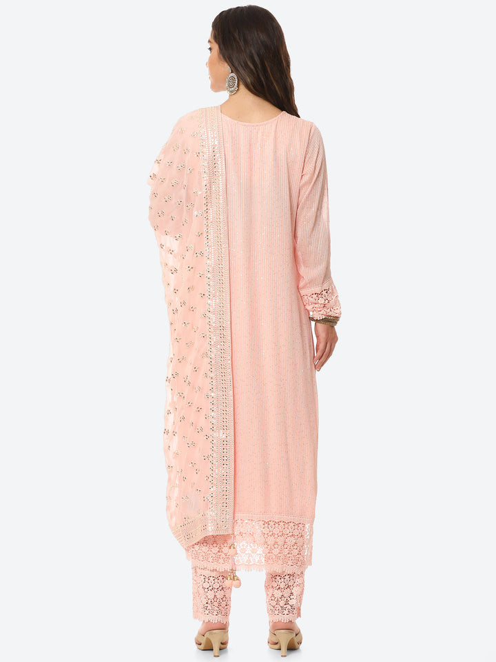 Resham Jaal Georgette Kurta With Pant &amp; Dupatta